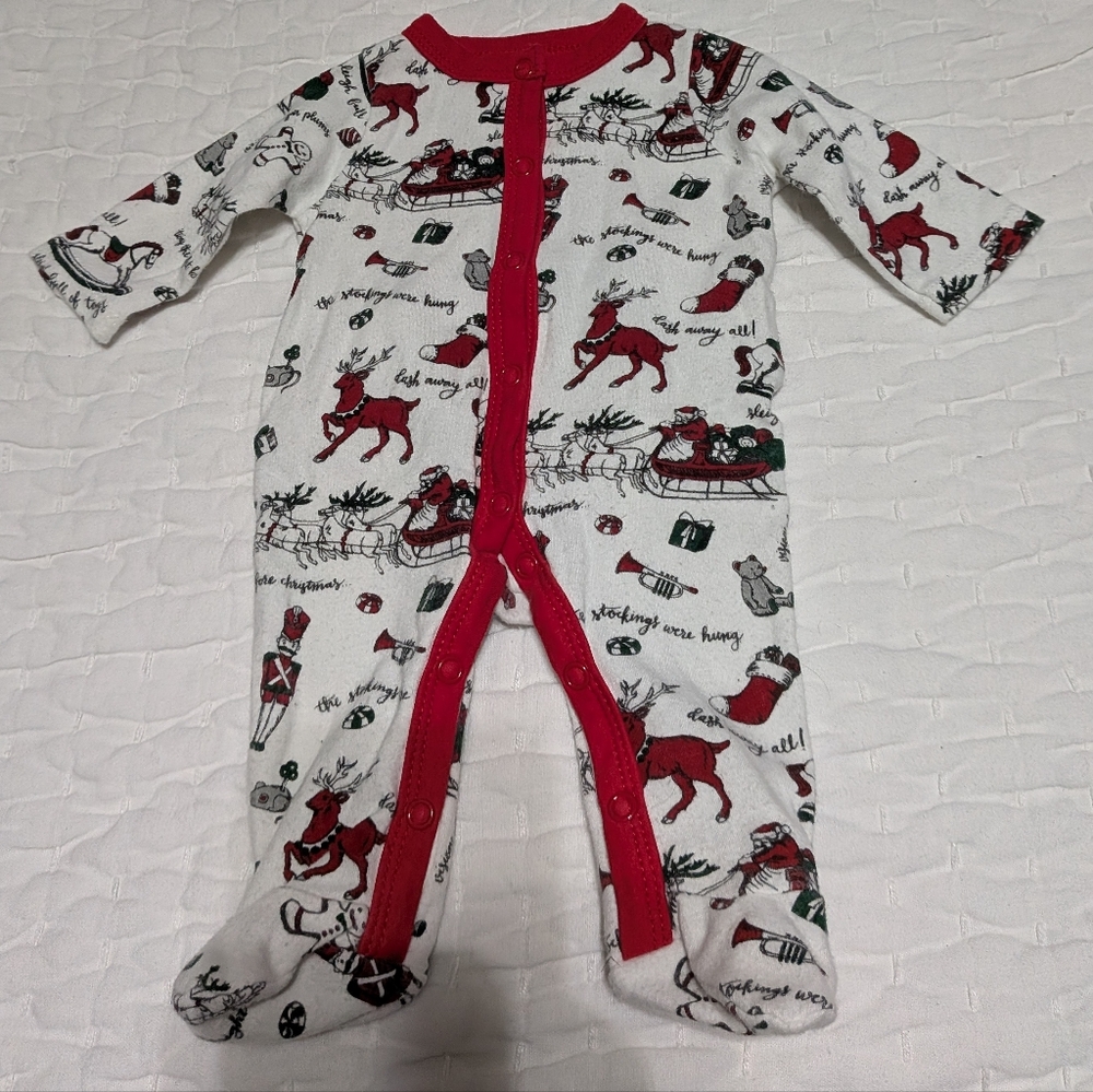 Mudpie Very Merry Red Trim Christmas Footie